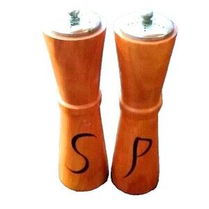 Woodpecker Woodware MCM Walnut Salt and Pepper Shakers  1958 Vintage S P